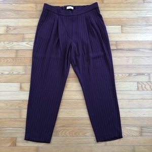 Aritzia Babaton Cohen Pant in Burgundy/Oak Pinstripe
